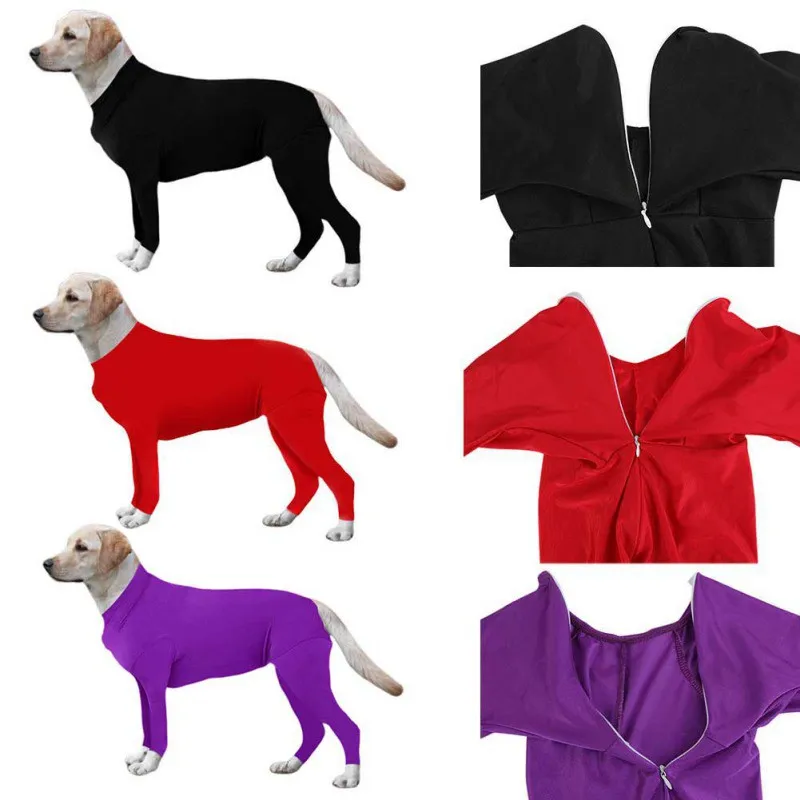 Soft Dogs Long Sleeves Jumpsuit Post Operative Protection Bodysuit Post Surgery Recovery Suit For Small Medium Dog Solid Clothes