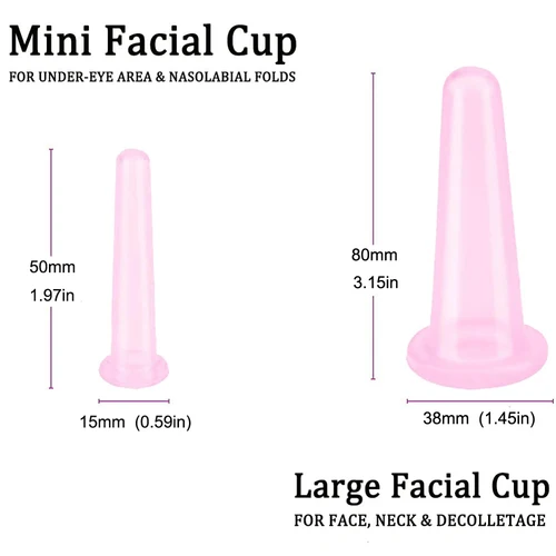 Imagen 2 del producto Taza de masaje con ventosas de silicona Natural para el cuerpo, herramienta de belleza antienvejecimiento para masaje corporal, cuello, ojos, tanque de vacío, cuidado Facial corporal, 4 piezas