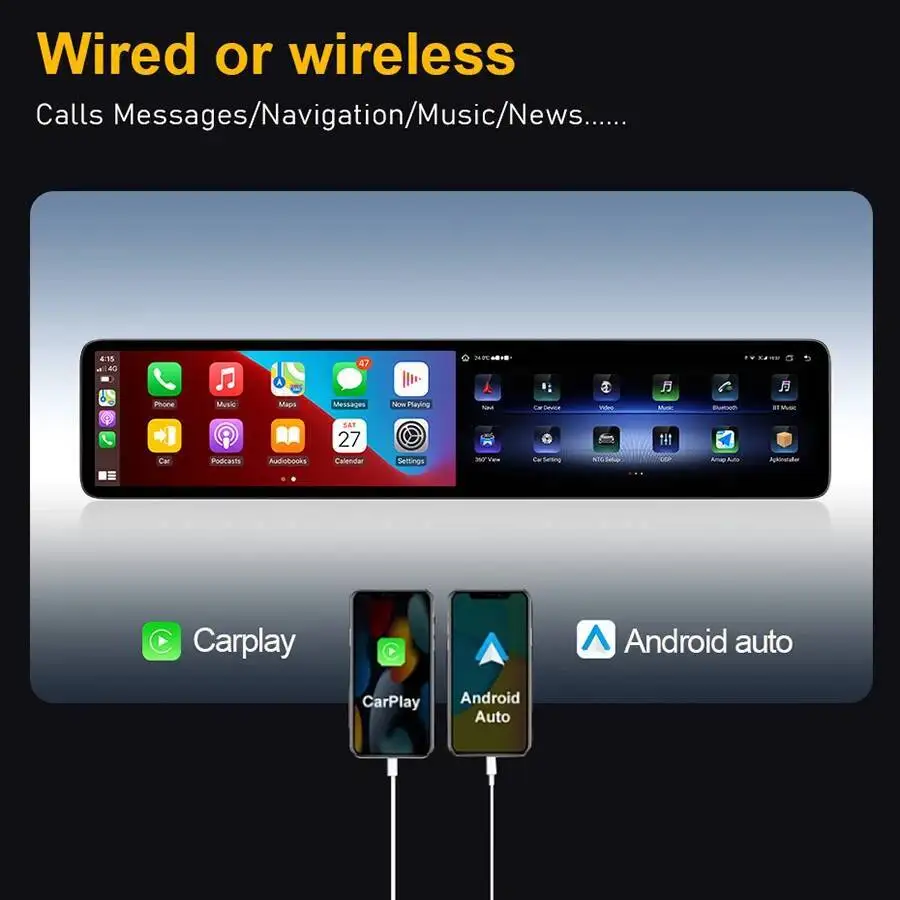 Multimedia Video Player HU Android 15 Carplay Dual Screen For Benz GLK GLK200 GLK260 GLK300 GLK350 X204 2013-2015 NTG4.5 NTG5.0