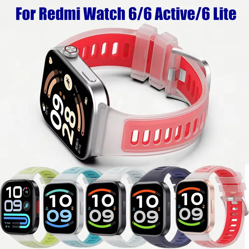 Soft Silicone Strap For Redmi Watch 6 Active/6 Lite/6 5 4 Jelly Translucence Bracelet Correa For Xiaomi MiBand 10Pro 9Pro 8 Pro