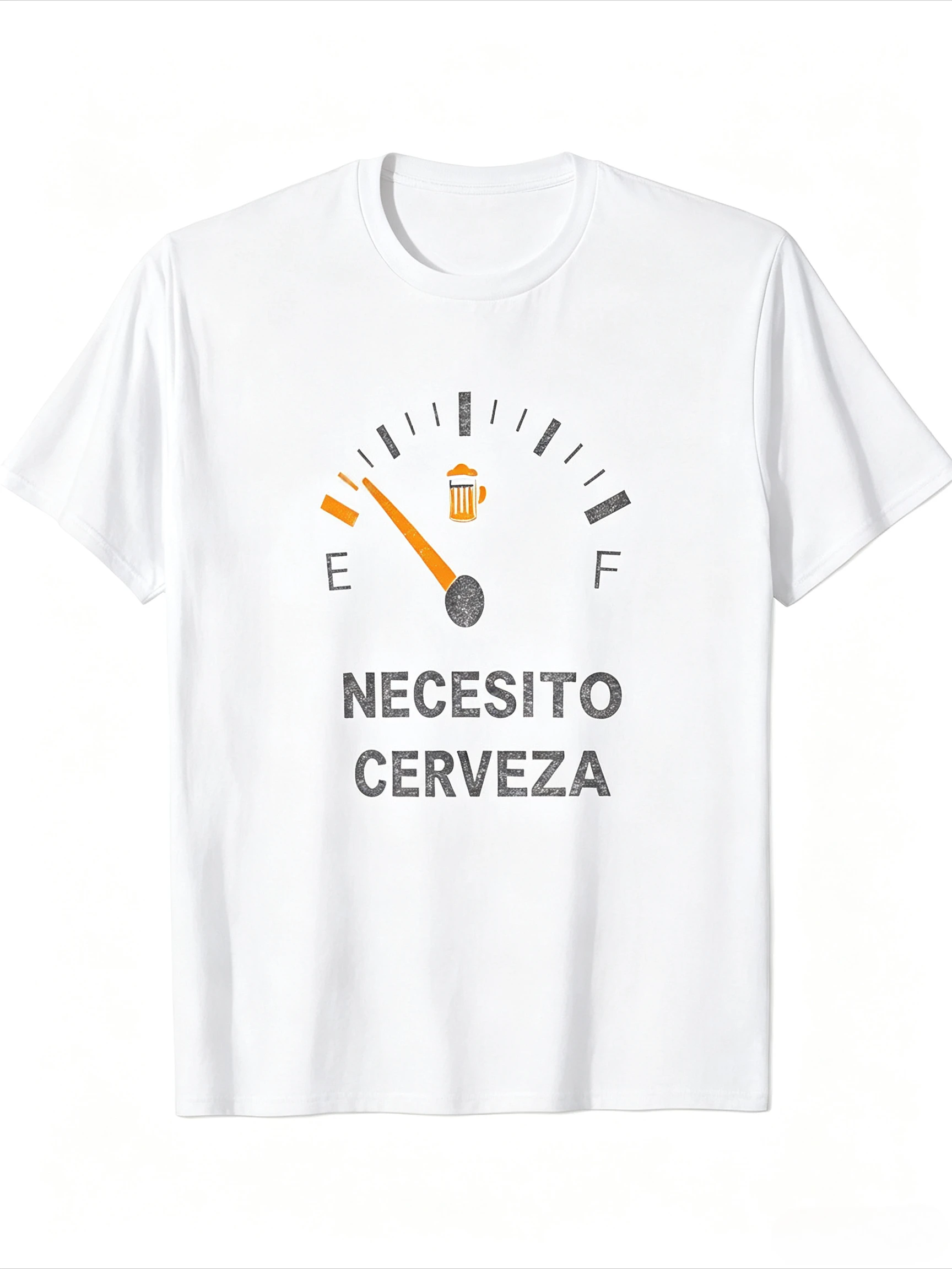 Men's Necesito Cerveza Fuel Gauge Beer Mug Graphic T-Shirt Women Spanish Funny Drinking Humor Casual Unisex Short Sleeve Tee