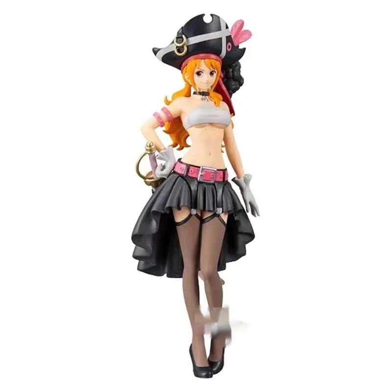 One Piece Anime Nami Black Dress Mobile Doll Red Haired Songgirl Theater Version Nami Statue Pvc Collection Model Toy Children'S