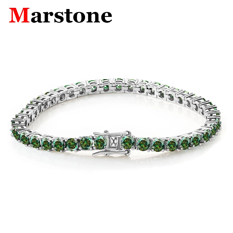 3mm Full Moissanite Diamond Tennis Bracelet Blue Green S925 Silver Rose Gold Plated Wedding Jewelry for Women Man