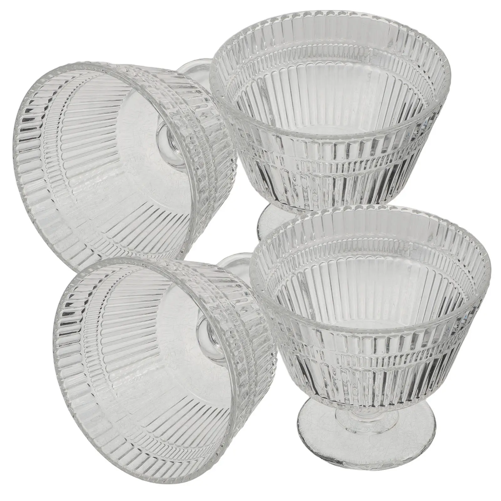 4Pcs Footed Glass Dessert Bowls 9Oz Clear Ice Cream Serving Cups Elegant Sundae Dishes for Family Gatherings Fruit Pudding