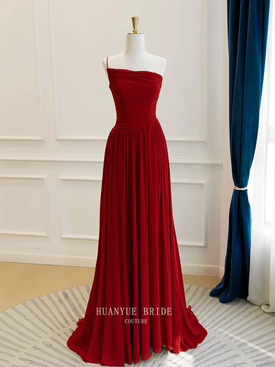 

Элегантное бордовое вечернее платье трапециевидной формы без рукавов со съемными бретельками для официальных случаев, свадебное платье-тост