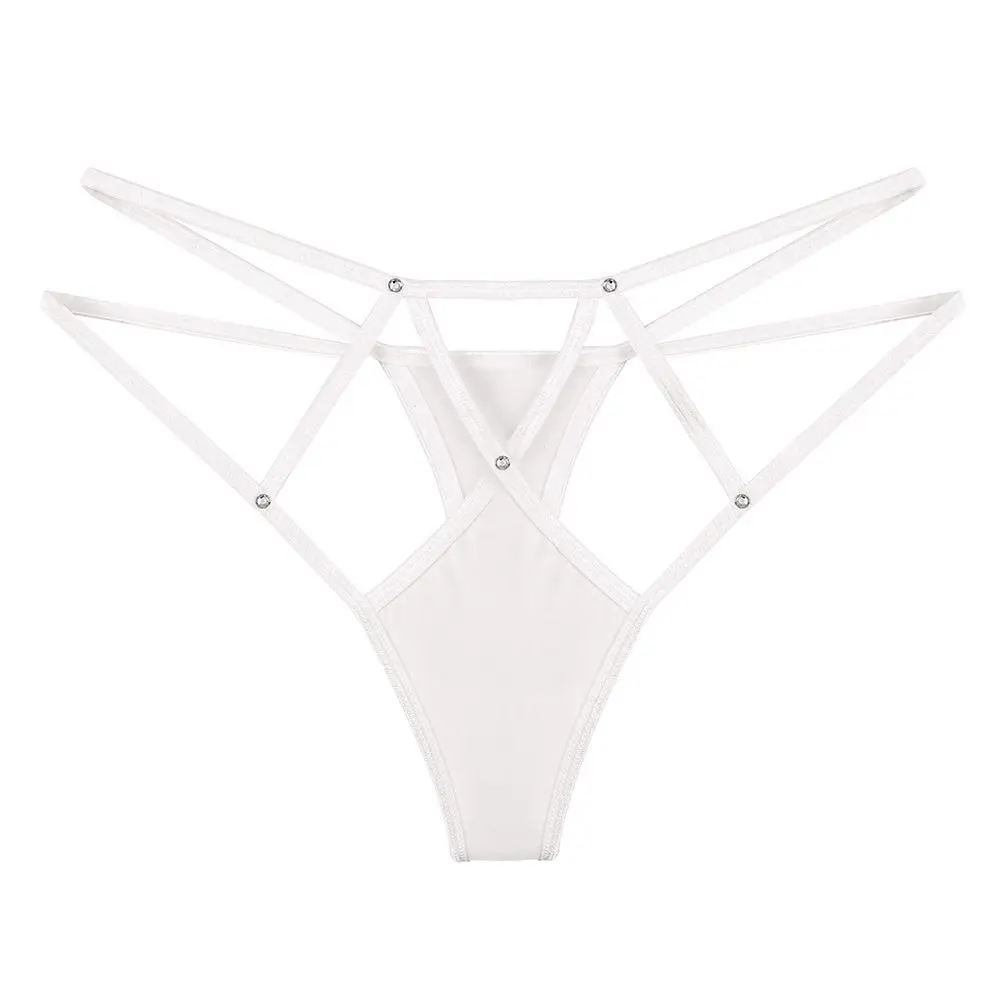 Passion Elastic Sexy Hollow Out Thongs Y2k Underpants Sexy G Strings Crystal Low-Waist Briefs Ice Silk Panties Women