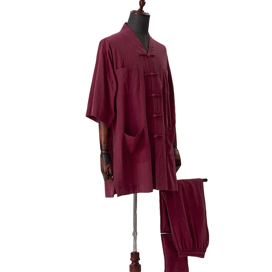No Leggings Required Chinese Traditional Cotton Buddist Shaolin Monk Kung Fu Suit Zen Buddha Uniform Buddhism Lay clothing
