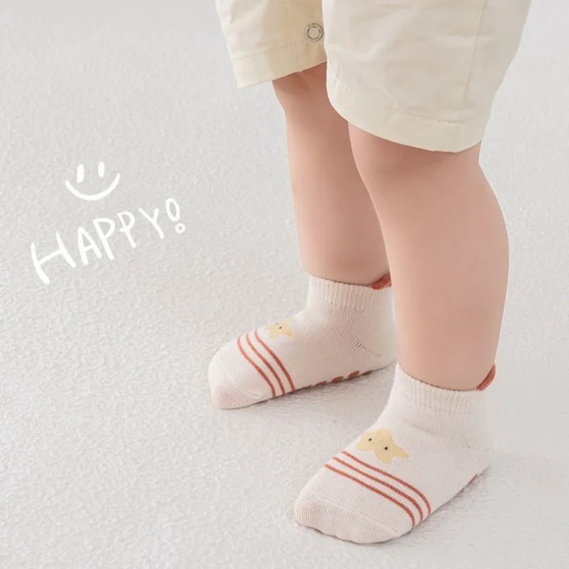 Calcetines Antideslizantes Aislantes para Bebés, Calcetines Cortos para Bebés y Niños Pequeños, para Aprender a Caminar en Interiores, de Algodón Fino Clase A, de 1 a 3 Años