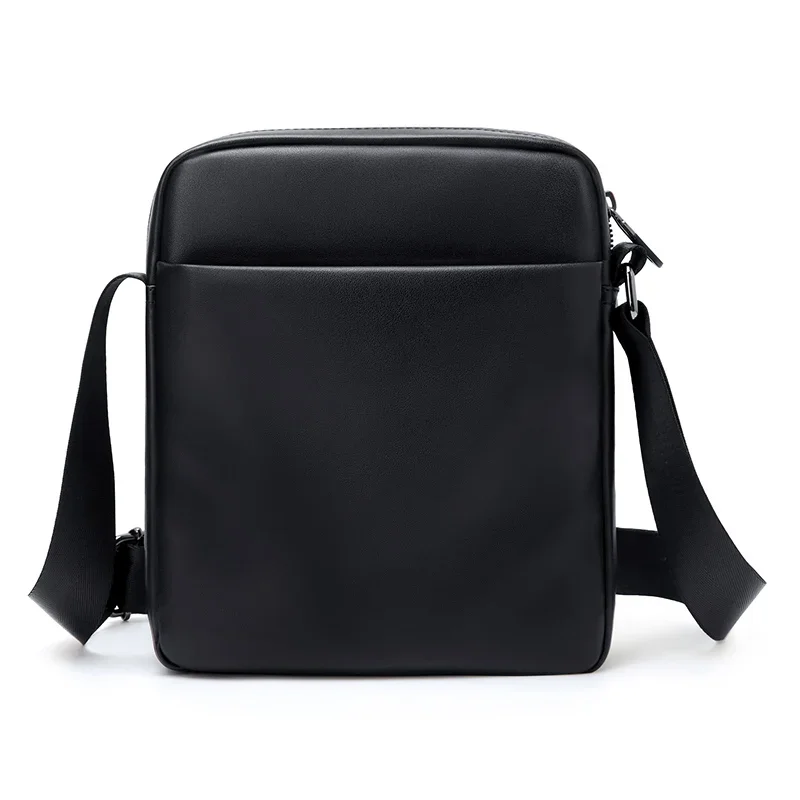 Bolsa de ombro transversal de couro pu, bolsa crossbody masculina preta, casual, bolsa de peito, negócios, pequena, designer de luxo, zíper, à prova