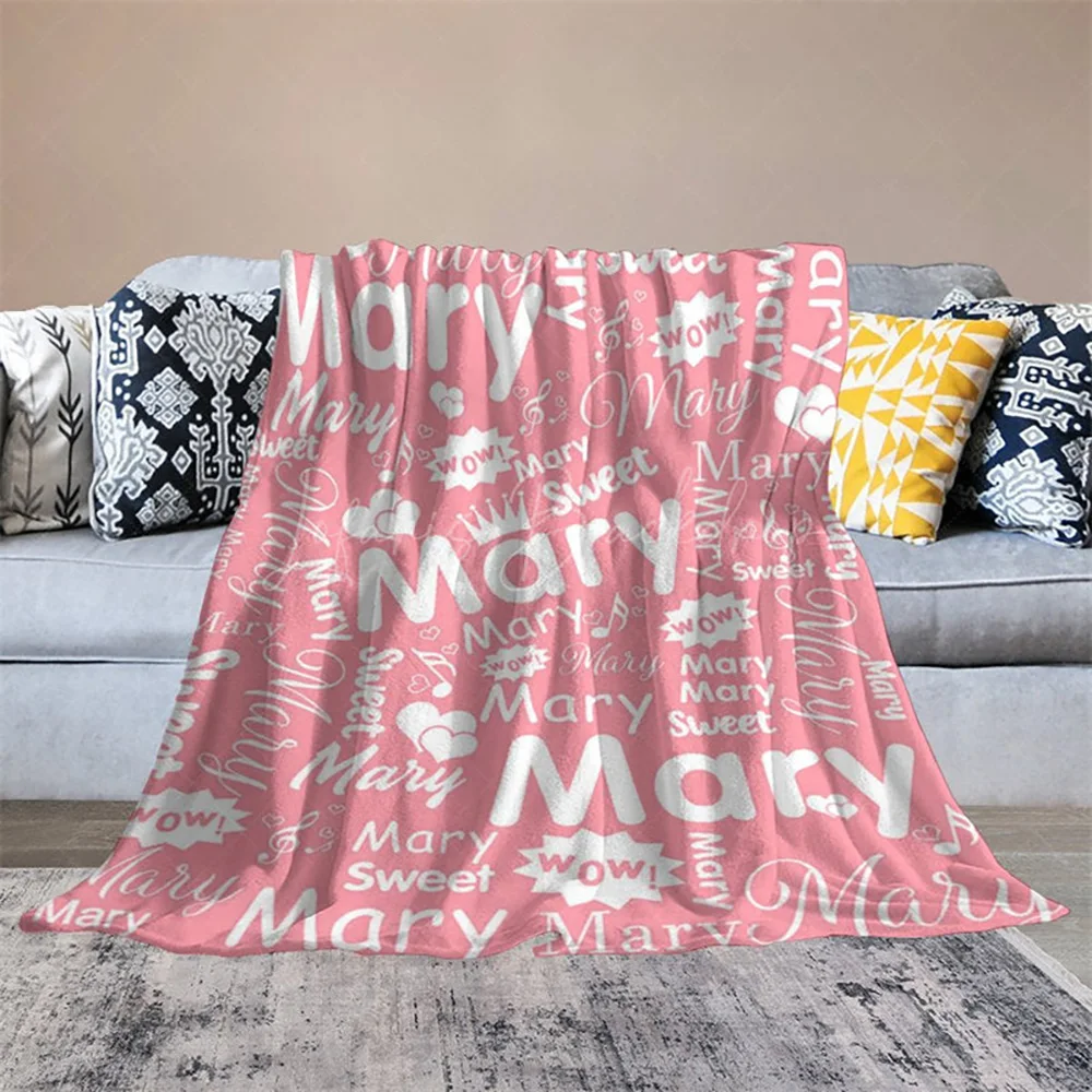 Wow Sweet Heart Crown Pink White Custom Name 50x60in Blanket, Personalized Throw for Girl Bedroom Decor
