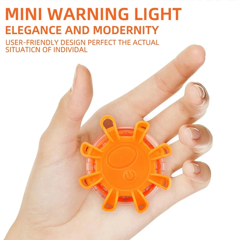 8Led Flares Emergency Lights Roadside Safety Beacon Disc Flashing Warning Flare Kit With Magnetic Roadside Warning Flasher image 2