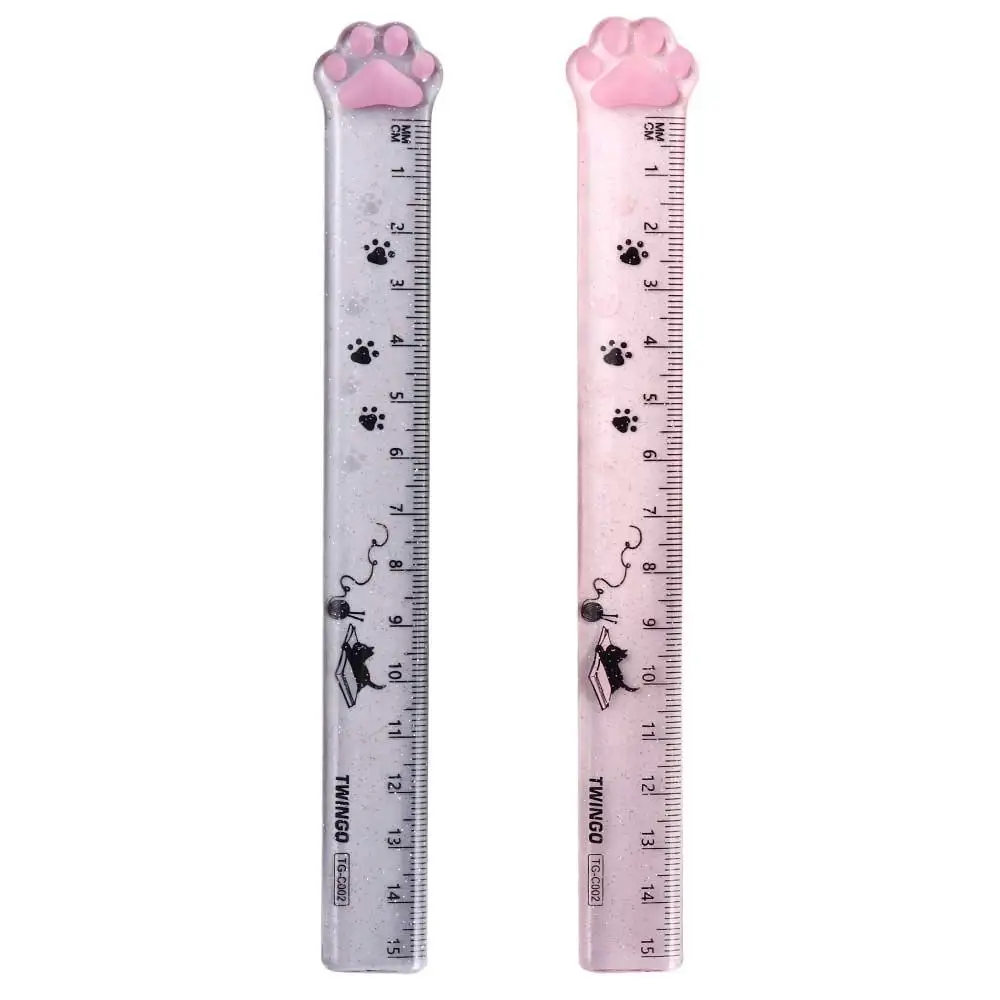 Creative Cute Office School Supplies Stationery Painting Plastic Cats Claw Ruler Scale Ruler Straight Ruler Measuring Ruler