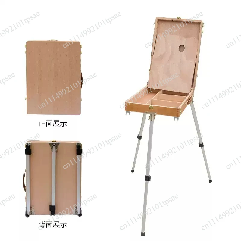Wooden painting box, sketching aluminum alloy frame, box set, art student specific frame, retractable