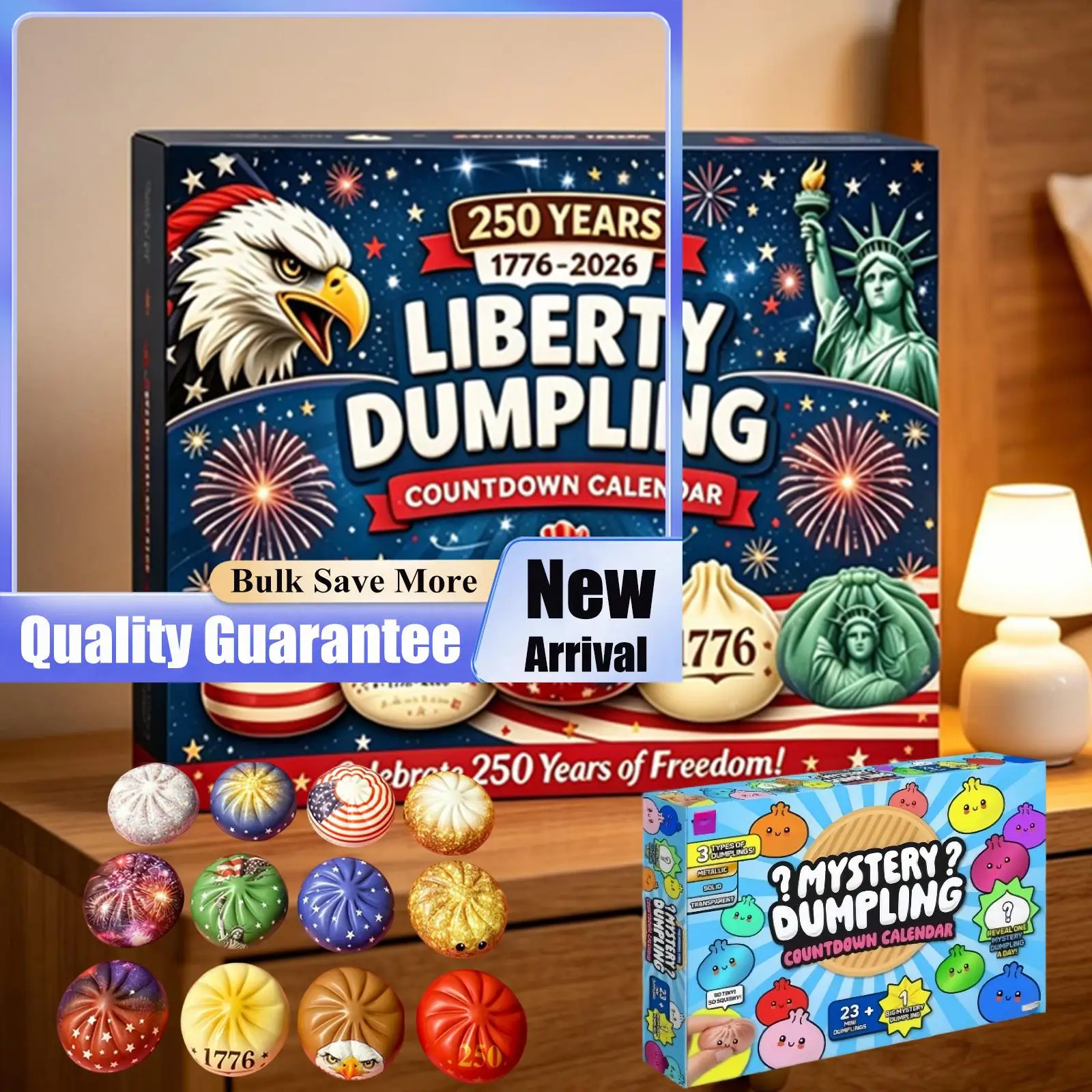 USA 250th Anniversary Liberty Dumplings Squishy Toy Set 1776-2026 Eagle Stars Stripes 12pcs Stress Relief Gift Decompression Toy