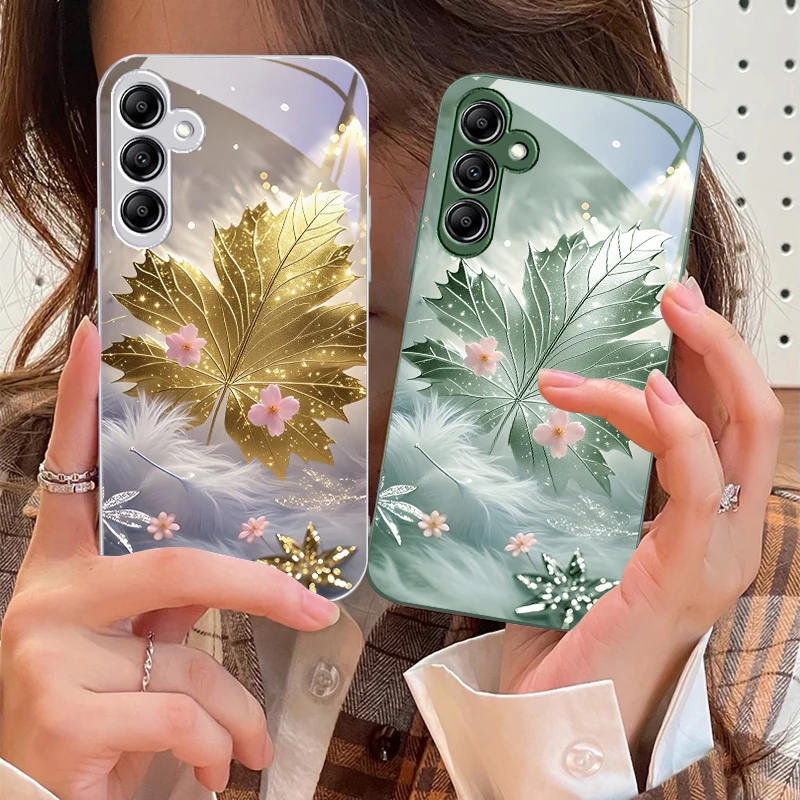 Feuilles d'érable de rêve pour Samsung A73 72 71 A70 56 55 54 A53 52 51 A50 42 A35 A34 33 32 31 26 25 24 23 22 30 coque de téléphone en verre