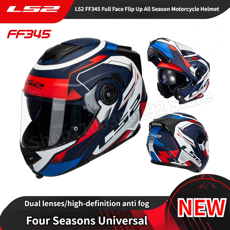 

NEW LS2 FF345 MotorcycleFull Face Flip Up All Season Helmet Dual Lens Anti Fog For Men and Women Casco Moto ECE