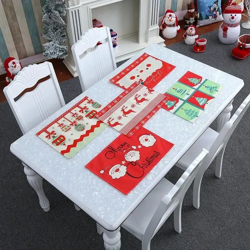 Christmas Home Table Decoration Mat Placemats Non Slip Tablemat Old Man Party Xmas Ornaments Furnishing Supply Desktop Desk Mat