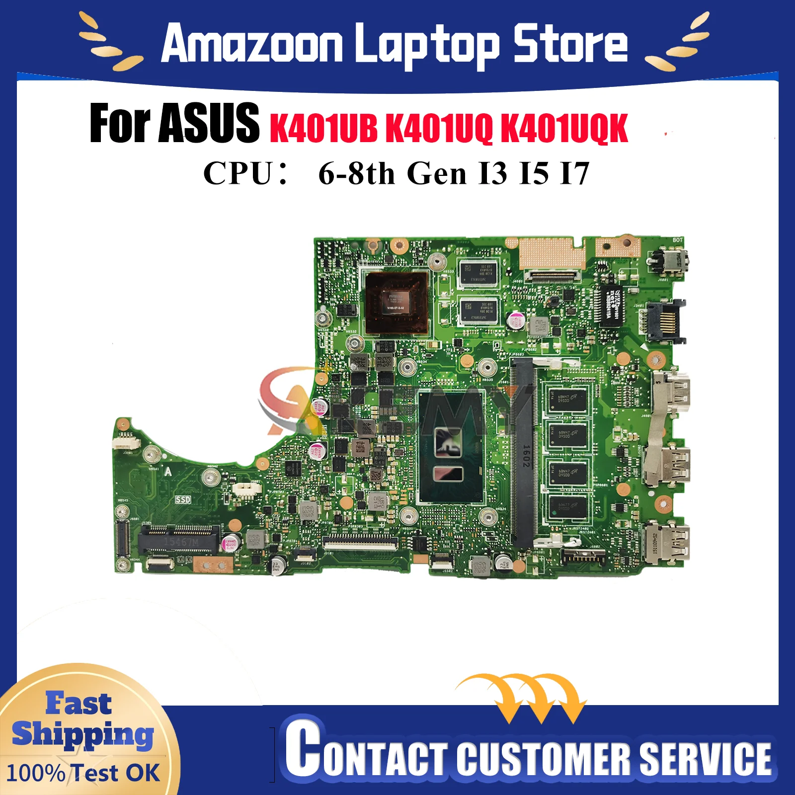 

K401UB Материнская плата для ноутбука ASUS VivoBook A404U K401UQ K401U K401UB U4000 K401UQK Материнская плата с процессором I3 I5 I7 в порядке быстрая доставка