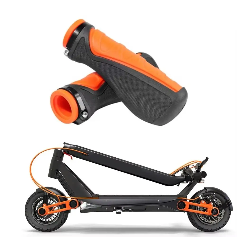 

Anti Slip Cycling Handle Grips Soft Rubber Lock Design Bicycle Handlebar Orange Black Shockproof Electric Scooter Handlebar