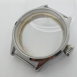 43mm Sapphire Glass Silver Pvd Black Stainless Steel Case Fits Eta 6497 6498 St3600 3601 3602 Manual Winding Movement