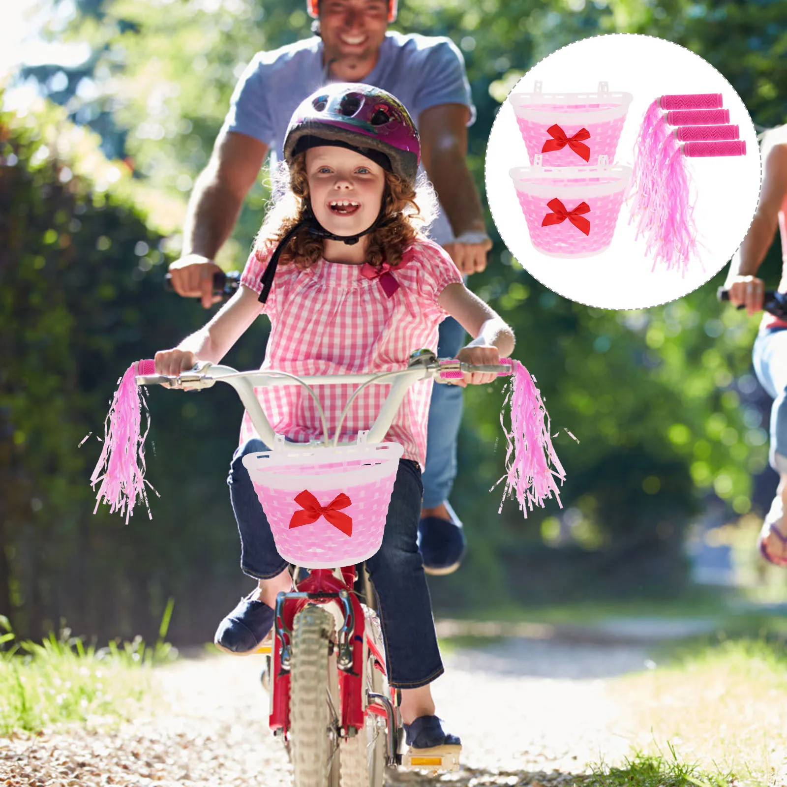 2Sets Children Bike Basket Handle Covers Colorful Ribbons Easy Apply Kids Bike Accessories Decorative Supplies