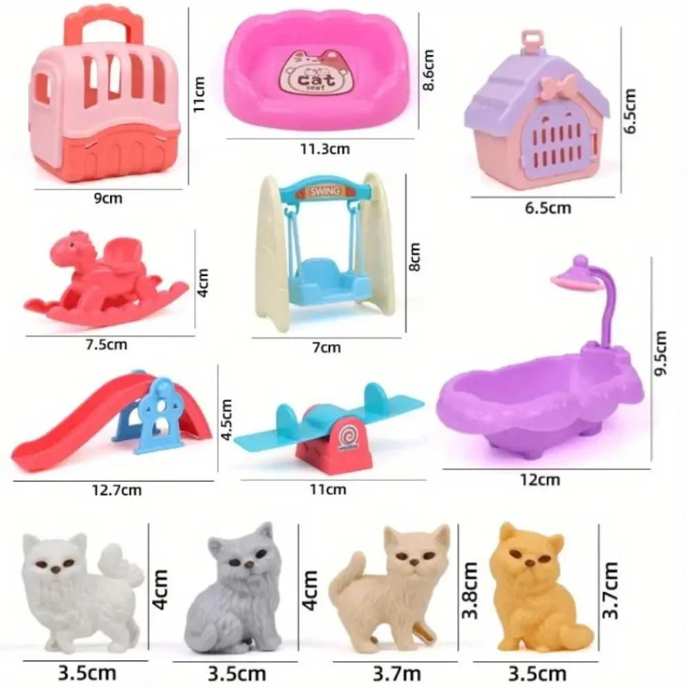 High Quality Cute Mini Puppy Pretend Play Toy Dog Doll Set Animal Dog Pet Basket Toys Kids Toys Visual Senses Dog Cage Toys