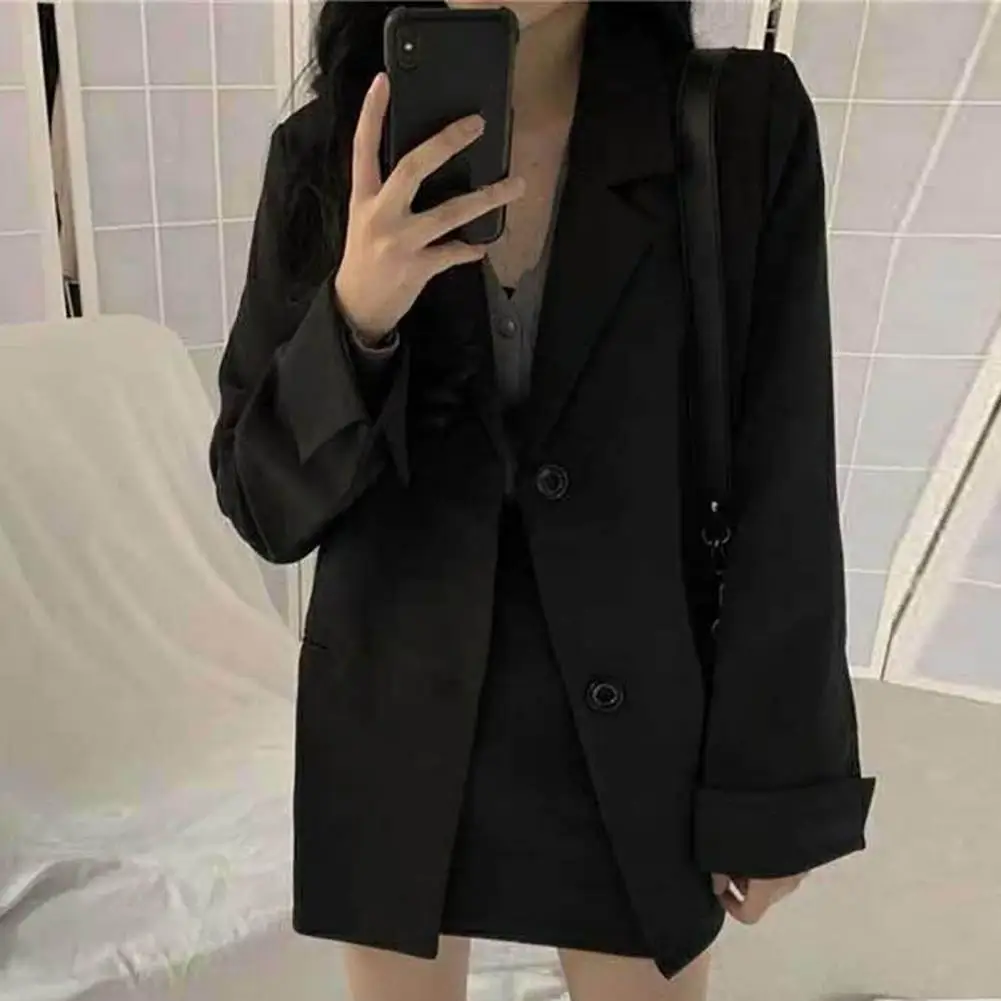 Blazer chic à boutonnage simple pour femme, style coréen, ouvert devant, boutons Jackert, printemps, automne, preppy, jeune fille, manteau trempé minimaliste