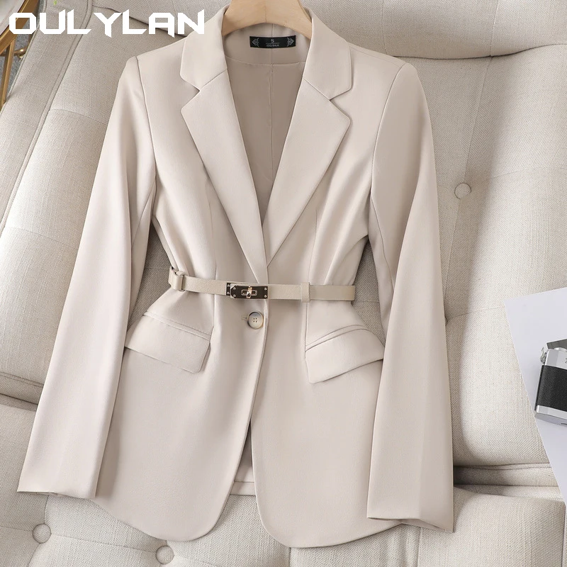 

2024 autumn new suit collar coat female solid color professional casual fashion with simple temperament small suit woman