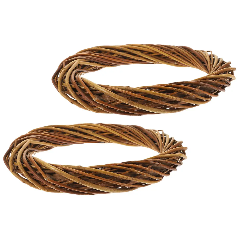 

2pcs Wicker Wreaths 20Cm Round Natural Rattan Wreath For Diy Craft Wedding Christmas Decor Front Door Window Wall Hanging Ring