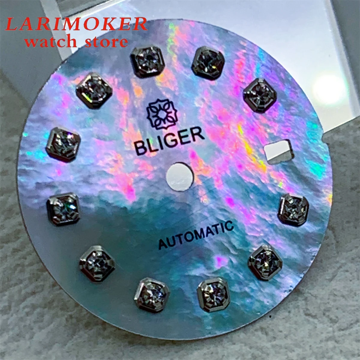 قرص ساعة نسائي بليجر مع غطاء لؤلؤي قفاز ، متعدد الألوان ، ذهبي وردي فضي أبيض ، مؤشر ماسي ، حركة NH05 ،