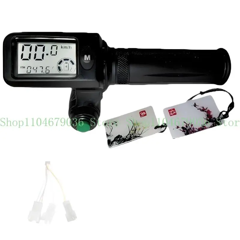 

652F Electric Bike Throttle With Digital Battery Display Adjustable Speed Handlebar For Multiple Models Universal