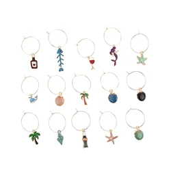 15Pcs/Set Wine Glass Marker with Creative Pendants Drinking Glass Identification Tag Cup Label for Bar Party Wedding Supplies