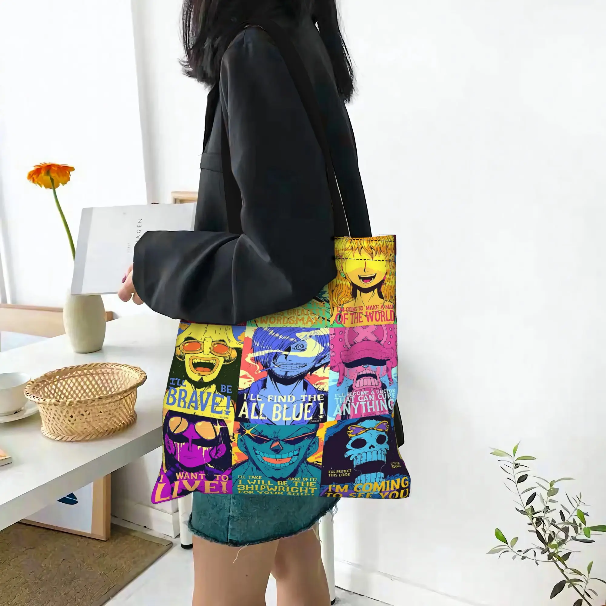 Customized Dragon Ball Z Women's Bag Shopping Bag Reusable Double Sided Canvas Tote Bag Shoulder  Handbag