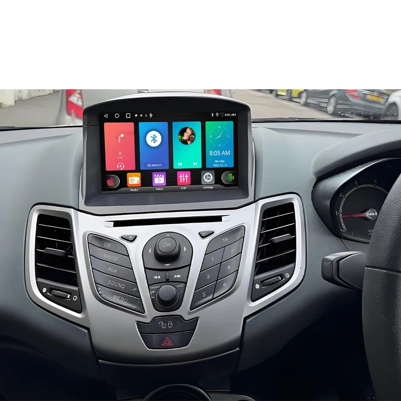 Android 16 autoradio voor Ford Fiesta 2009 - 2017 GPS navigatie Android Auto Carplay Wifi video stereo scherm 4G geen 2din - afbeelding 2
