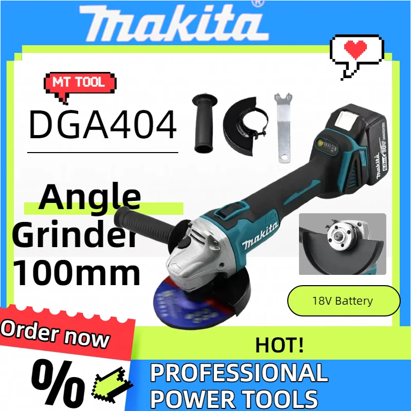 

Бесщеточная угловая шлифмашина Makita DGA404, электрический инструмент для обработки металла и дерева, беспроводная шлифовально-полировальная машина для резки