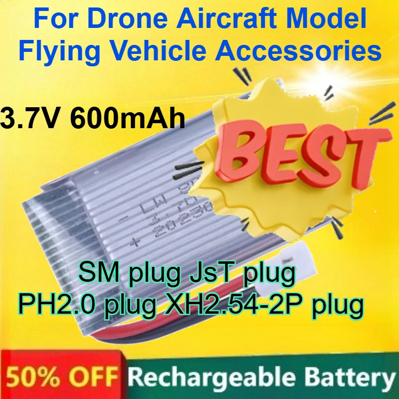 

802540 Polymer Lithium Battery 3.7V 600mAh for Drone Aircraft Model Flying Vehicle Accessories Built-in Protection Board Battery