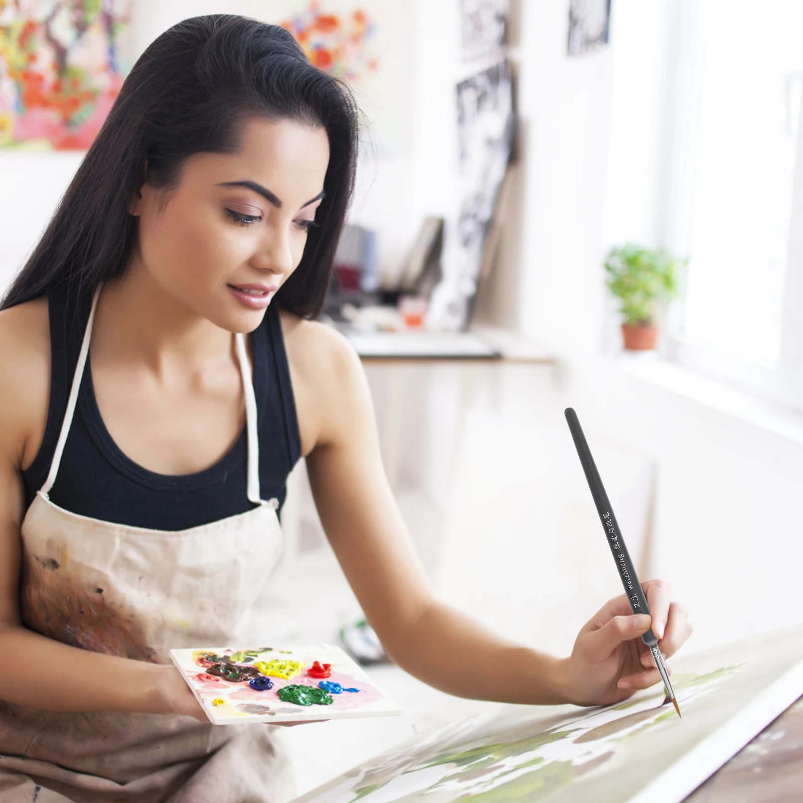 

9Pcs Water Color Brush Set Line Drawing Pen for Painting Accessories Portable Oil Paint Brush Ideal for Travel School Home Use