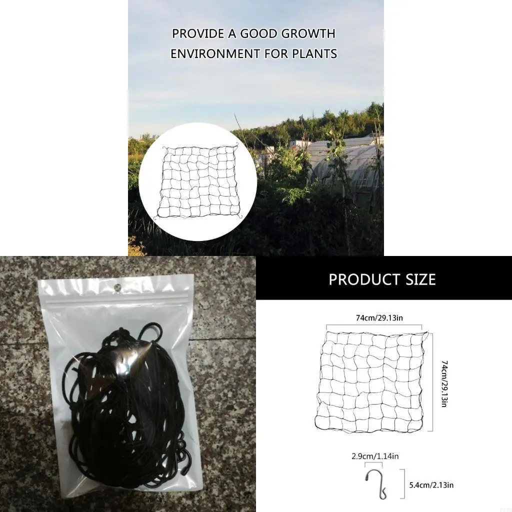 F19B Trellis Netting Scrog Net with 4 Hook Trellis Net for Grow Tent Heavy Duty Plant Net for Cucumber Gardening Horticulture