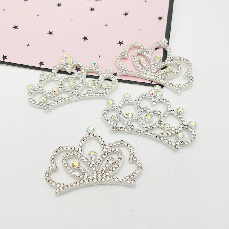 12Pcs  Padded Crown Rhinestone Patches for DIY Clothes Crafts Decor Applique Headwear Headband Bow Jewelry Accessories