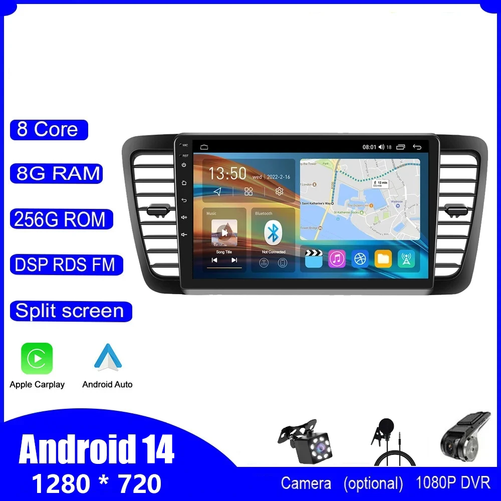 

Wireless Carplay Android 14 Car Radio Multimedia Video Player For Subaru Outback 3 Legacy 4 2004-2009 Navigation GPS dsp RDS