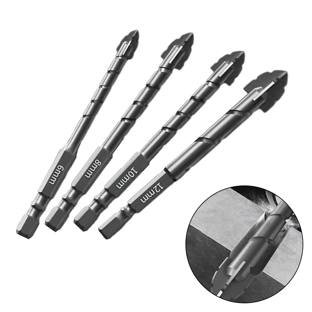 

4pcs Eccentric Drill Drilling Glass Tile Punching Rock Slab Triangle Drill Bit Metal Twist Drill Bits For Glass/Tile/Wood