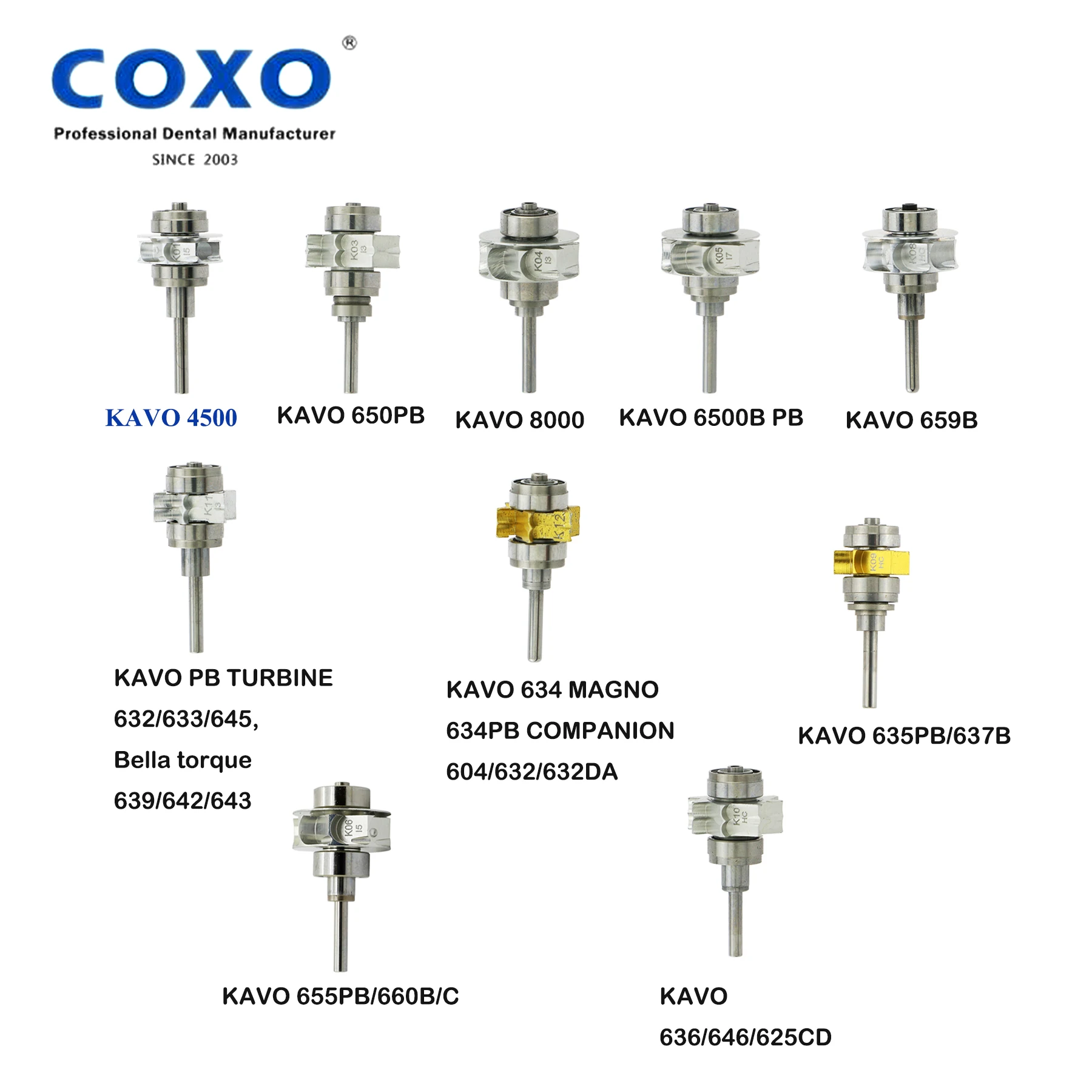 COXO Dental Spare Rotor Cartridge High Speed Turbine For Kavo BELLA TORQUE MAGNO COMPANION Handpiece