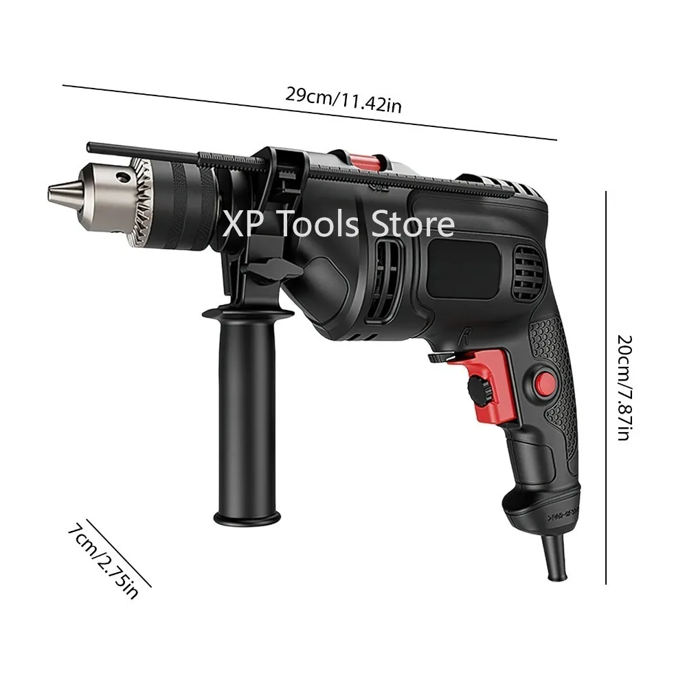 Электрическая ударная дрель 220 В, проводная ручная дрель для бетона/металла/дерева, домашнее использование своими руками с 3 скоростями, инструменты с регулируемым крутящим моментом