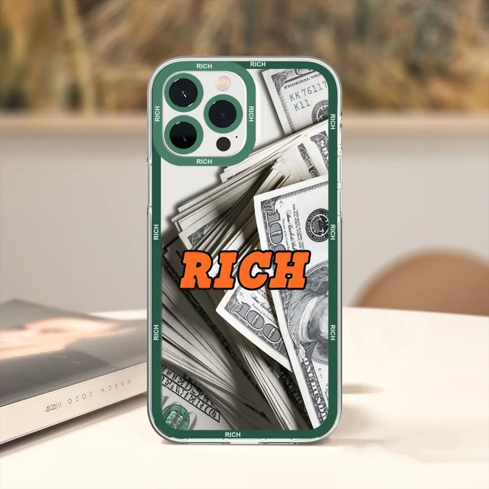 Luxury Banknote Dollar Rich Phone Case For iPhone 11 12 Mini 13 14 15 Pro Max Transparent Shell image 6