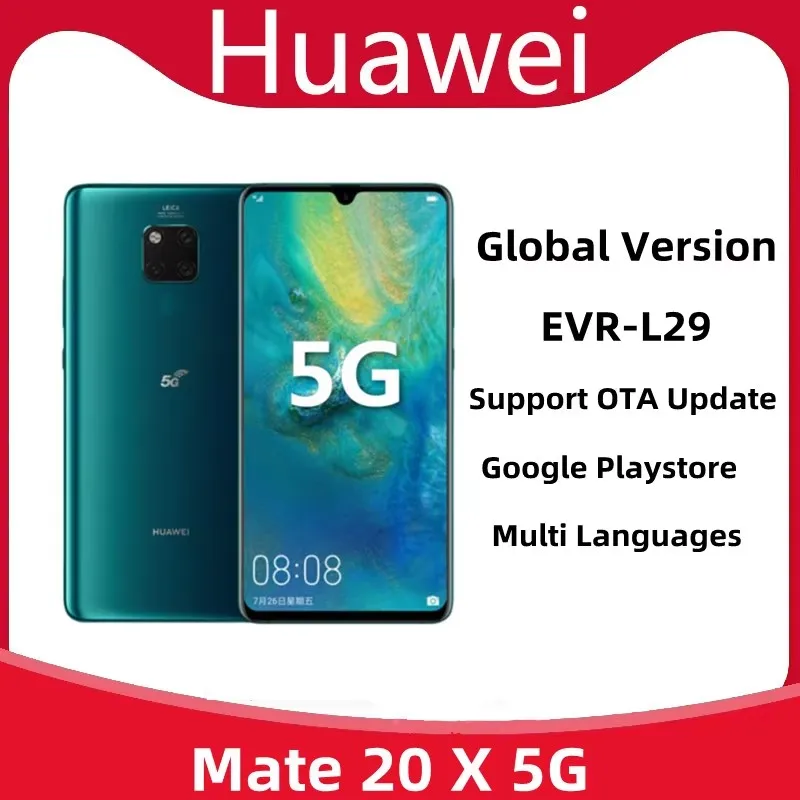 Глобальная версия смартфона Huawei Mate 20 X 5G Android 20X EVR-N29 Kirin 980 40,0 МП NFC IP53 7,2 дюйма 2244X1080 8G 256G ROM Глобальная версия смартфона Huawei Mate 20 X 5G Android 20X EVR-N29 Kirin 980 40,0 МП NFC IP53 7,2 дюйма 2244X1080 8G 256G ROM