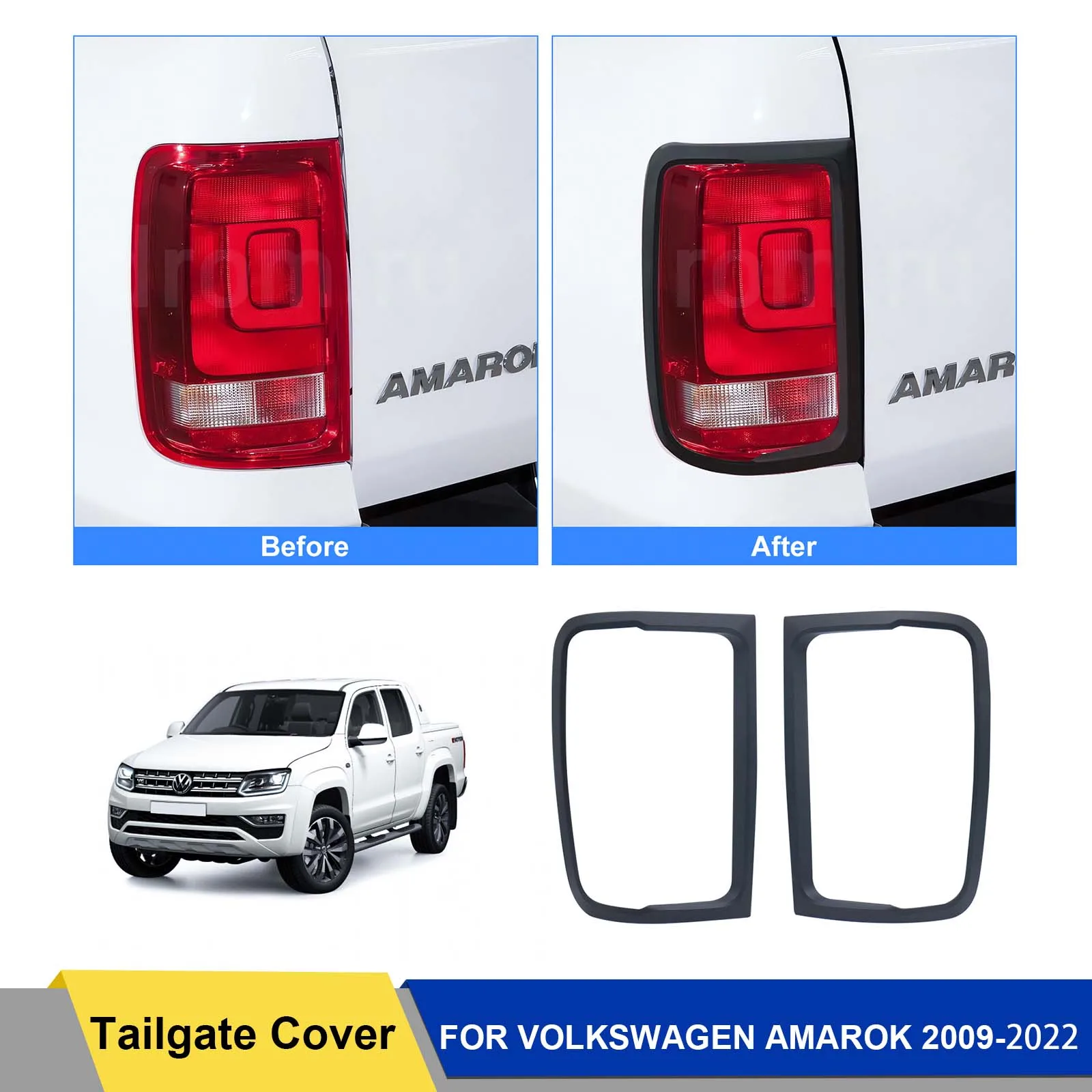 Tail Rear Light Cover Trim to suit for Volkswagen VW Amarok 2009-2022 Matte Black