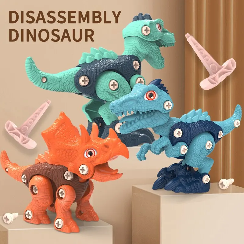 Take Apart Dinosaur Construction Screw Building Block Set Electric Drill Disassembly Assembly Puzzle Toys Children Creative Gift