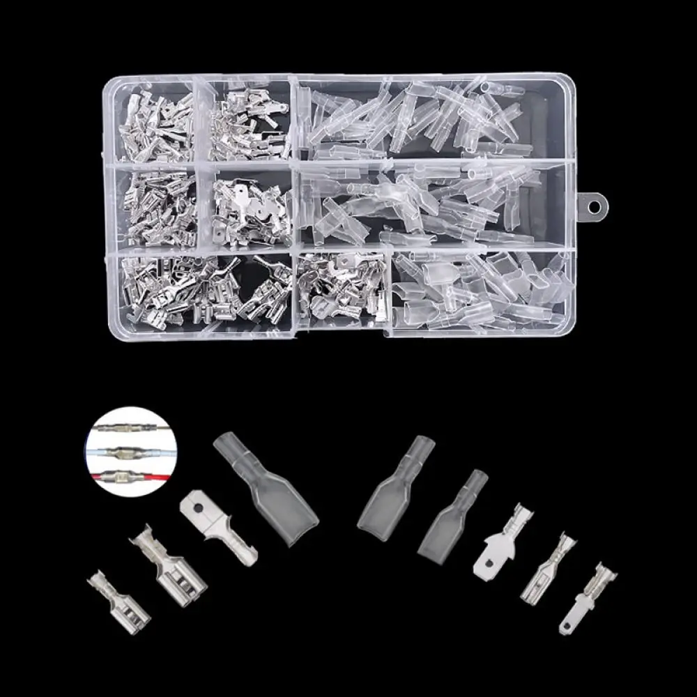 Electrical Wire Connectors Kit Cold Press Terminal Spade Crimp Assortment Male Female Plug Insulated Sleeve Electrical Repairs