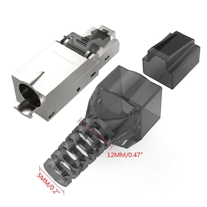 Cat7 RJ45クリスタルプラグヘッドツールレスコネクタなし圧着ツールレスCat7 30uイーサネットシールドコネクタ。