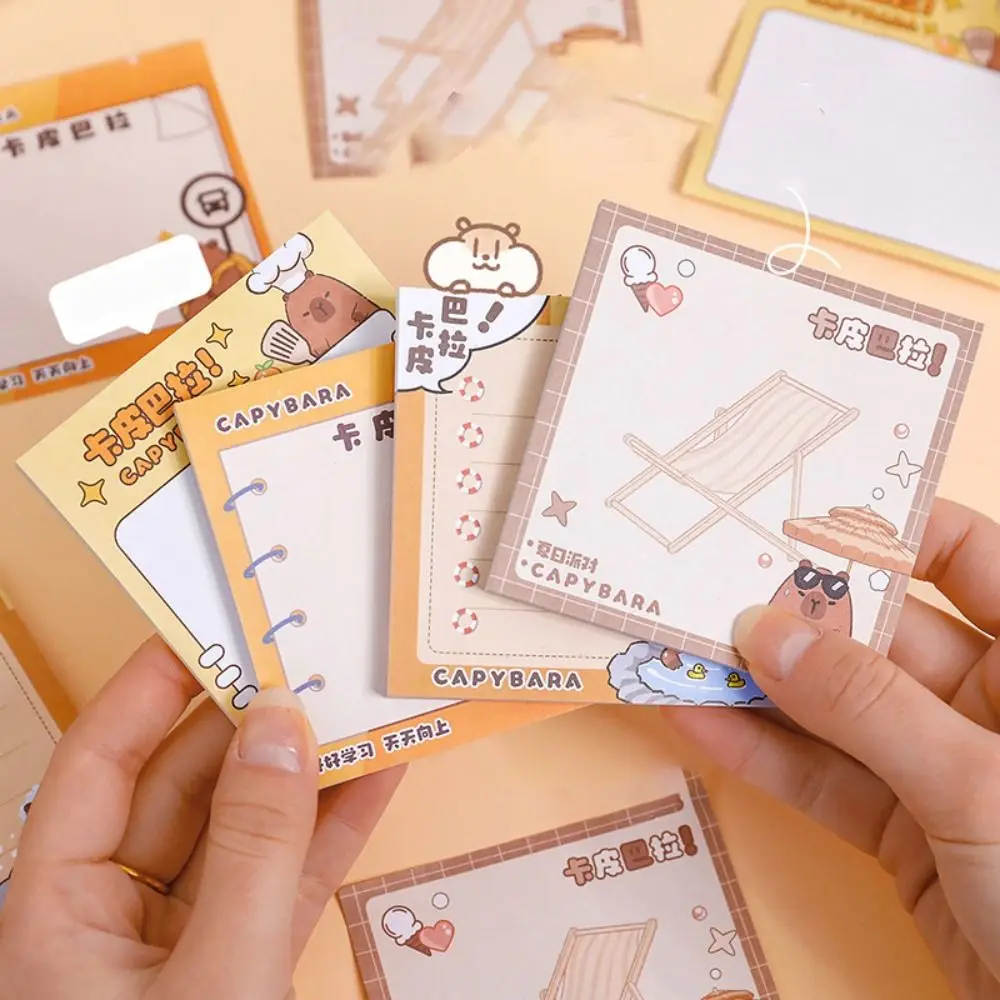 50 pieces Sticky Gift Kawaii Capybara Memo Pad N Times Ins Sticky Notes Creative Portable Cartoon Message Notes To Do List
